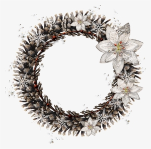 Round Pine Cone Transparent Png Christmas Photo Frame - Eleganter Weißer Kranz-hund Oder Ornament