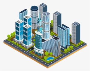Vector Isometric 3d Illustrations Of Modern Urban Quarter - Isometrico Predio Png
