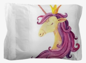 Watercolor Fairy Tale Card With Magic Unicorn Pillow