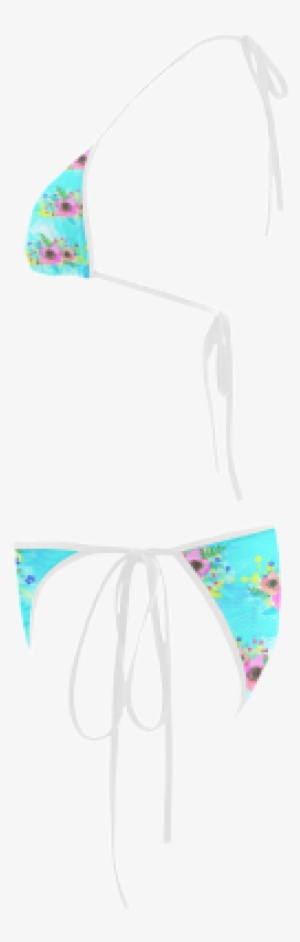 Watercolor Bouquet Custom Bikini Swimsuit - Swimsuit Bottom