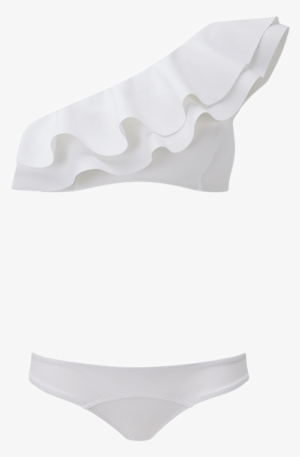 Arden White Bonded Double Ruffle Bikini - Bikini