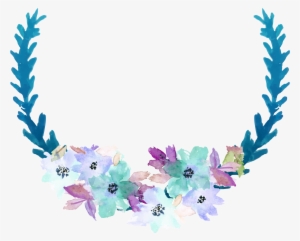 Blue Clip Art - Watercolor Flower Frame Png