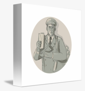 Mailman Delivering Letters Watercolor - Illustration