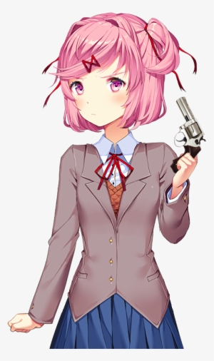 Medianatsuki With A Gun - Ddlc Natsuki With A Gun - 960x960 PNG ...