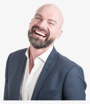 A Man Laughing - Bald With Beard Business