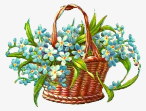Forget Me Not Flower Clip Art - Flowers In Basket Clip Art