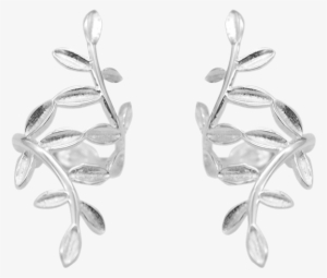 Silver No Hole Earrings Cartilage Laurel Leaves Branches - Earrings