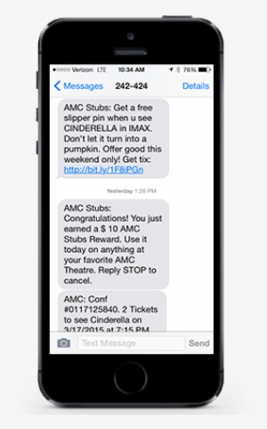 Amc Theatres Text Messaging Displayed On Iphone - Mobile Mensajes De Texto