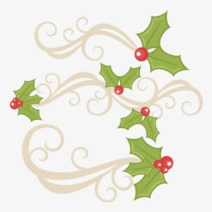 Holly Flourishes Svg Scrapbook Title Christmas Svg - Holly Svg