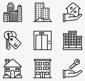 Real Estate 40 Icons - Travel Icon Transparent Background