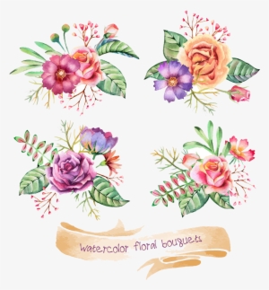 Wedding Invitation Flower Bouquet Watercolor Painting