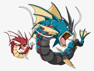 Clipart Black And White Download Gyarados Drawing Greninja - All Mega Gyarados