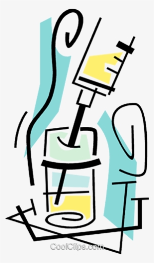 Needle And Vial Royalty Free Vector Clip Art Illustration - Vial