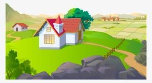 Cartoon Field House Pattern - Cartoon Landscapes