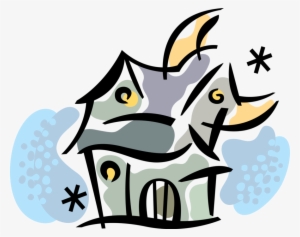 Vector Illustration Of Halloween Haunted House At Night