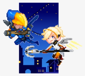 Pharmercy Overwatch Mercy Pharah Pixel - Cartoon