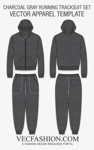 Charcoal Gray Running Tracksuit Set - Tracksuit Template
