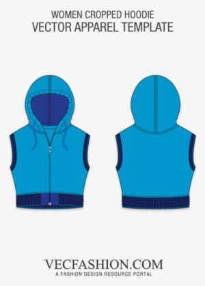 Crop Hoodie Vest Vector Template - T Shirt Raglan Vector