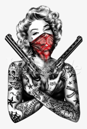 Sureno Drawing Red Bandana - Marilyn Monroe Guns Tanktop Bandana Skull Tattoos 2nd