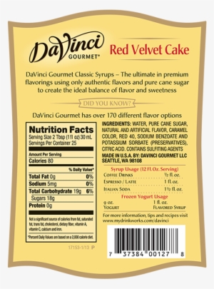 6073738400127 Dvg Classic Red Velvet Cake - Davinci Gourmet Classic Flavored Syrups Cherry 750