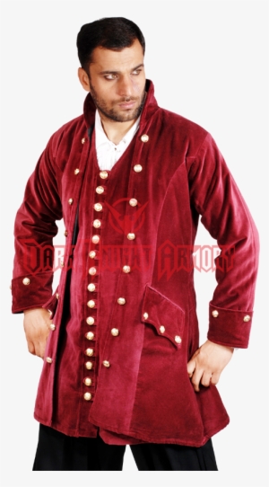 Plus Size Pirates Captain England Red Velvet Coat - Pirate Coats