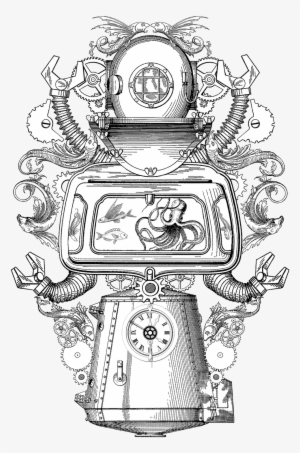 Cane Drawing Steampunk Clipart Free Library - Steampunk Underwater Hard Suit