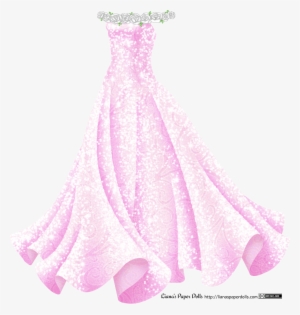 A Sleeveless Pink Gown With A Fitted Bodice And A Full - Twirling Dress Drawing