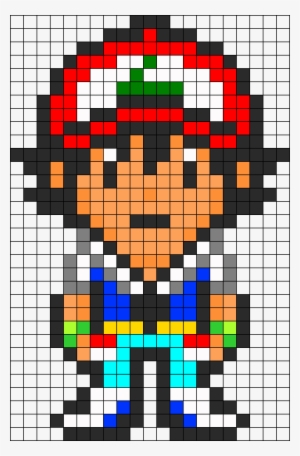 Ash Ketchum Perler Bead Pattern / Bead Sprite - Hama Beads Pokemon Ash