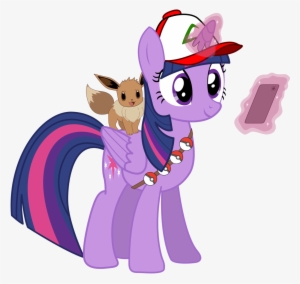 Sonofaskywalker, Ash Ketchum, Cap, Crossover, Eevee, - Twilight Sparkle