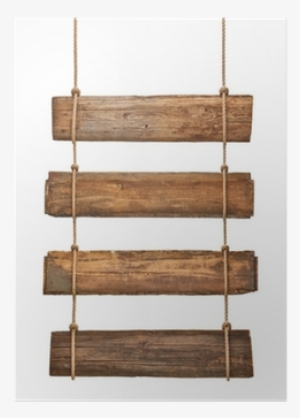 Wooden Sign Background Message Rope Hanging Poster - Rope