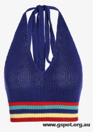 Knitting Striped Crop Top Blue - Knitting Striped Crop Top.