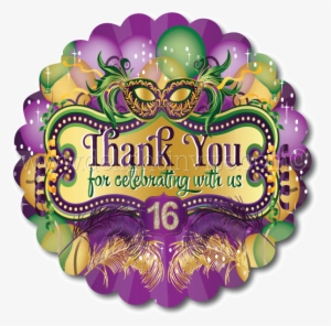 Sweet 16 Mardi Gras Favor Tags - Mardi Gras Party Favor Tags