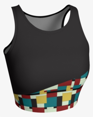 Black Block Print Crop - Crop Top