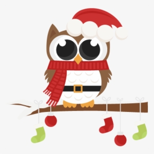 Santa Owl Scrapbook Clip Art Christmas Cut Outs For - Merry Christmas Owl Round Ornament