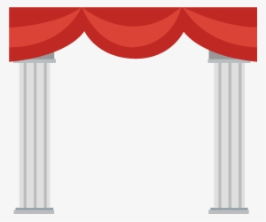 Hand Drawn Red Curtain Element - Window Valance