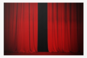 Red Curtain On Theater Or Cinema Stage Slightly Open - Curtain