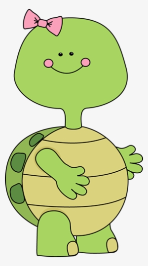 Girl Clip Art Image Parties Baby Shower - Turtle With A Bow