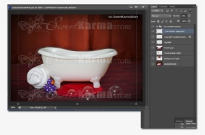 Red Curtain Bath - Bathtub