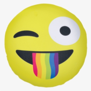 Crazy Face Emoji Microbead Pillow - Rainbow Tongue Emoji
