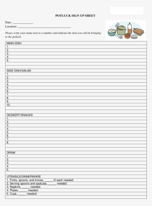 Potluck Signup Sheet Main Image - Free Potluck Sign Up Sheets Template