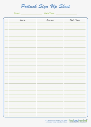 Office Potluck Signup Sheet Main Image - Office Potluck Potluck Sign Ups
