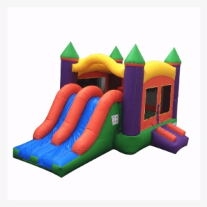 19' X 12' Dual Slide Rainbow Kids Combo Bounce House - Inflatable Castle