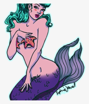 Mermaid Pinup Sticker - Illustration