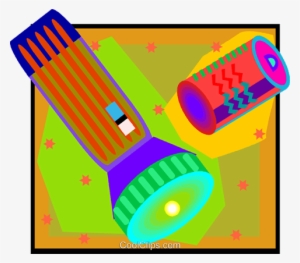 Flashlight And Royalty Free Vector Clip Art - Clipart Flashlight And Batteries