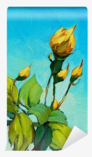 Yellow Rose, Painting By Oil On Canvas, Illustration - Oil Painting