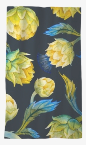 Watercolor Art Nouveau Artichoke Pattern Sheer Window - Art Nouveau