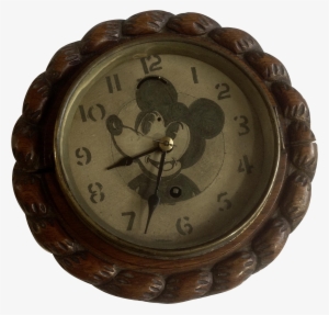 Rare Vintage Mickey Mouse Face Clock Hand Carved Wood - Quartz Clock