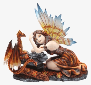 Autumn Fairy With Dragon Statue - Fairy