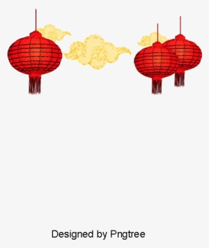Vector Chinese Lantern Clouds, Chinese Style, Red, - Portable Network Graphics