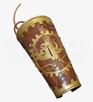 Steampunk Leather Arm Bracer With Octopus And Gears - Vambrace